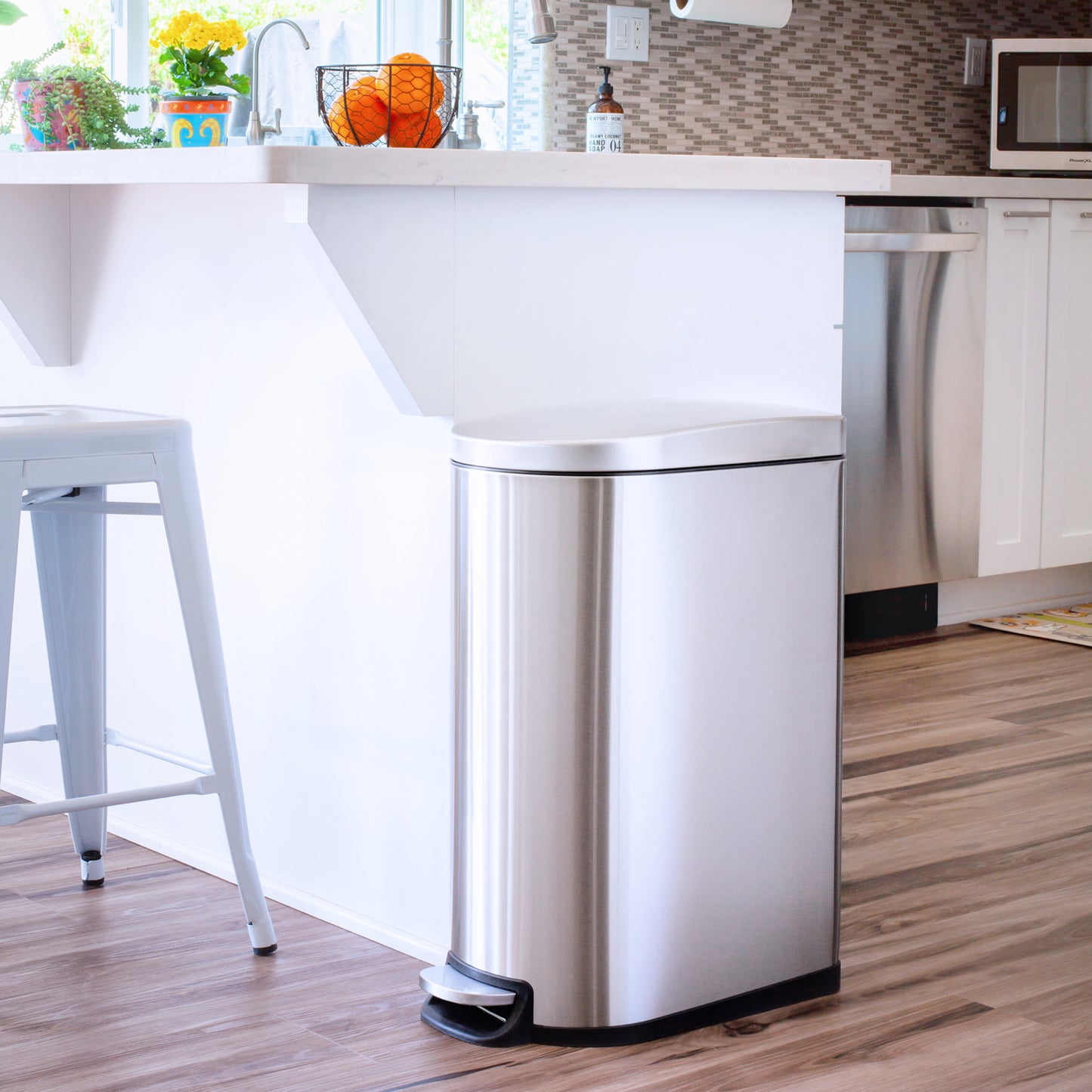 10.6 Gallon Slim Stainless Steel Step Can