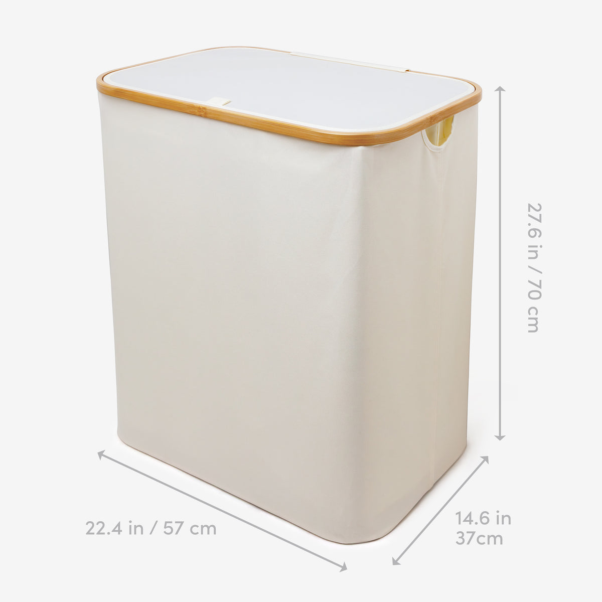Dimensions of cream Qualiazero 120L double laundry hamper