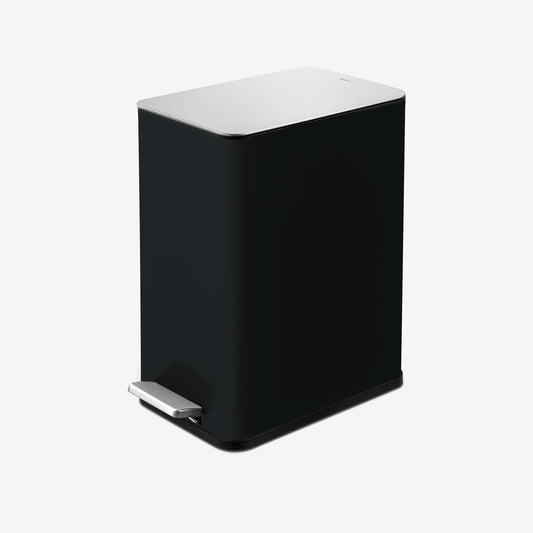 Qualiazero 2.6 gallon small black trash can with stainless steel lid