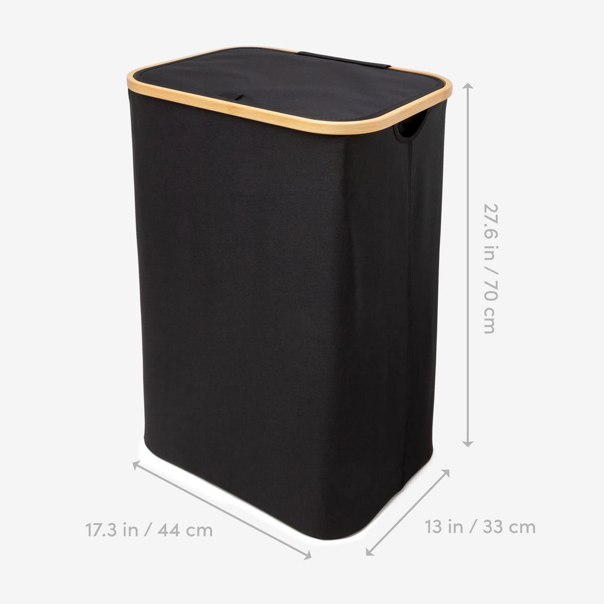 Dimensions of black Qualiazero 87L laundry hamper