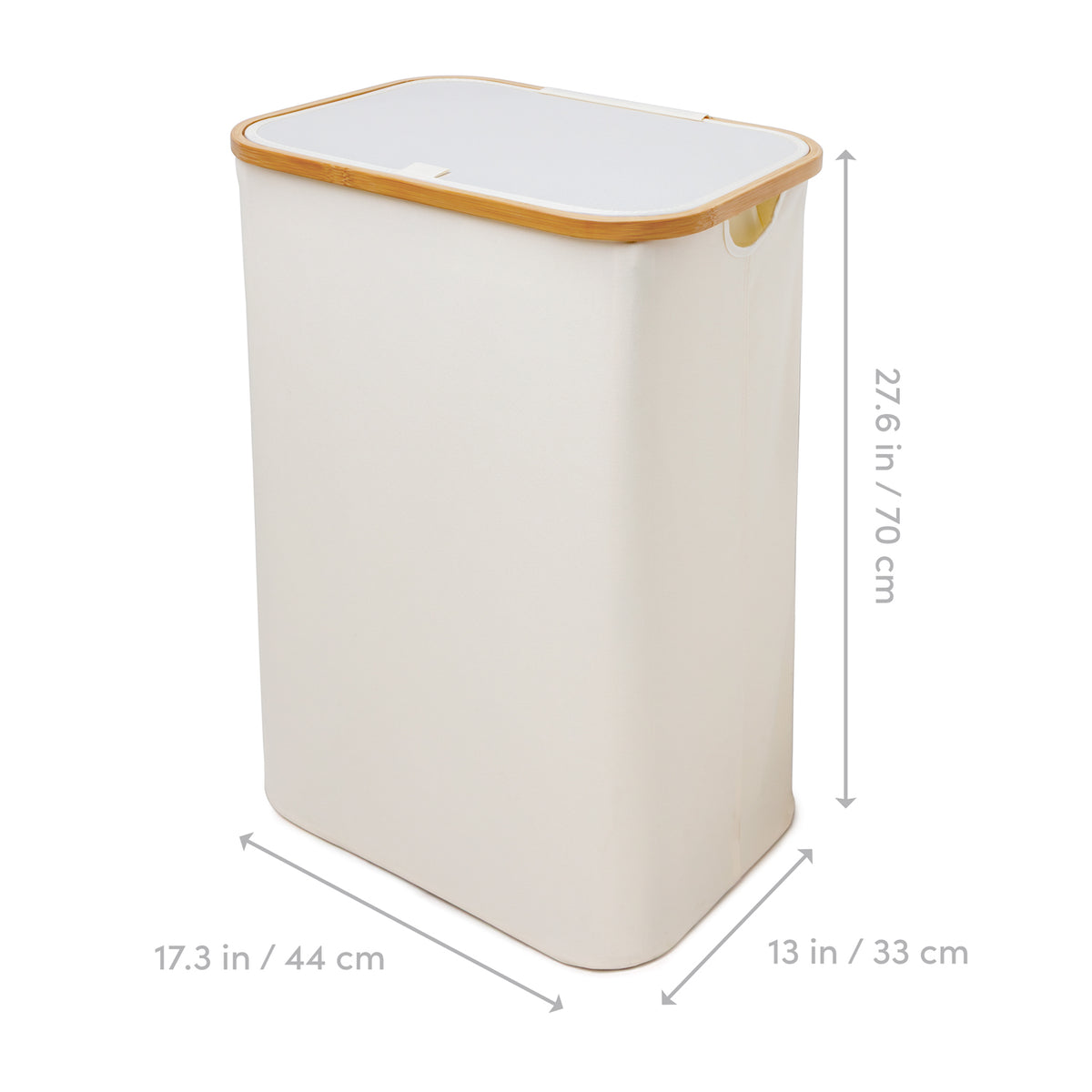 Dimensions of cream Qualiazero 87L laundry hamper