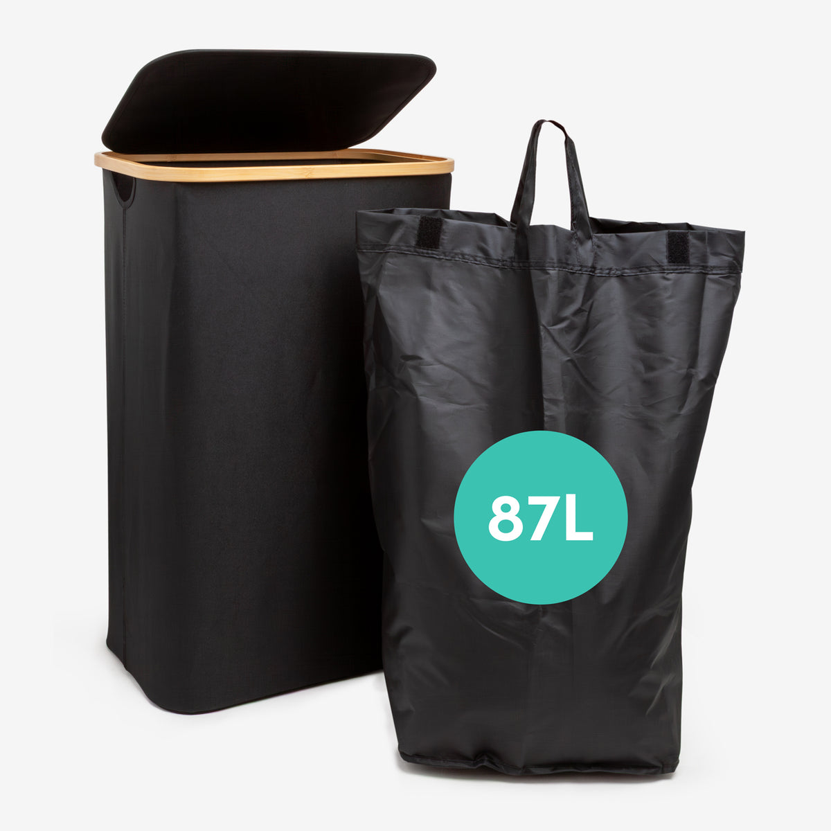 Large laundry hamper with removable 87L laundry bag