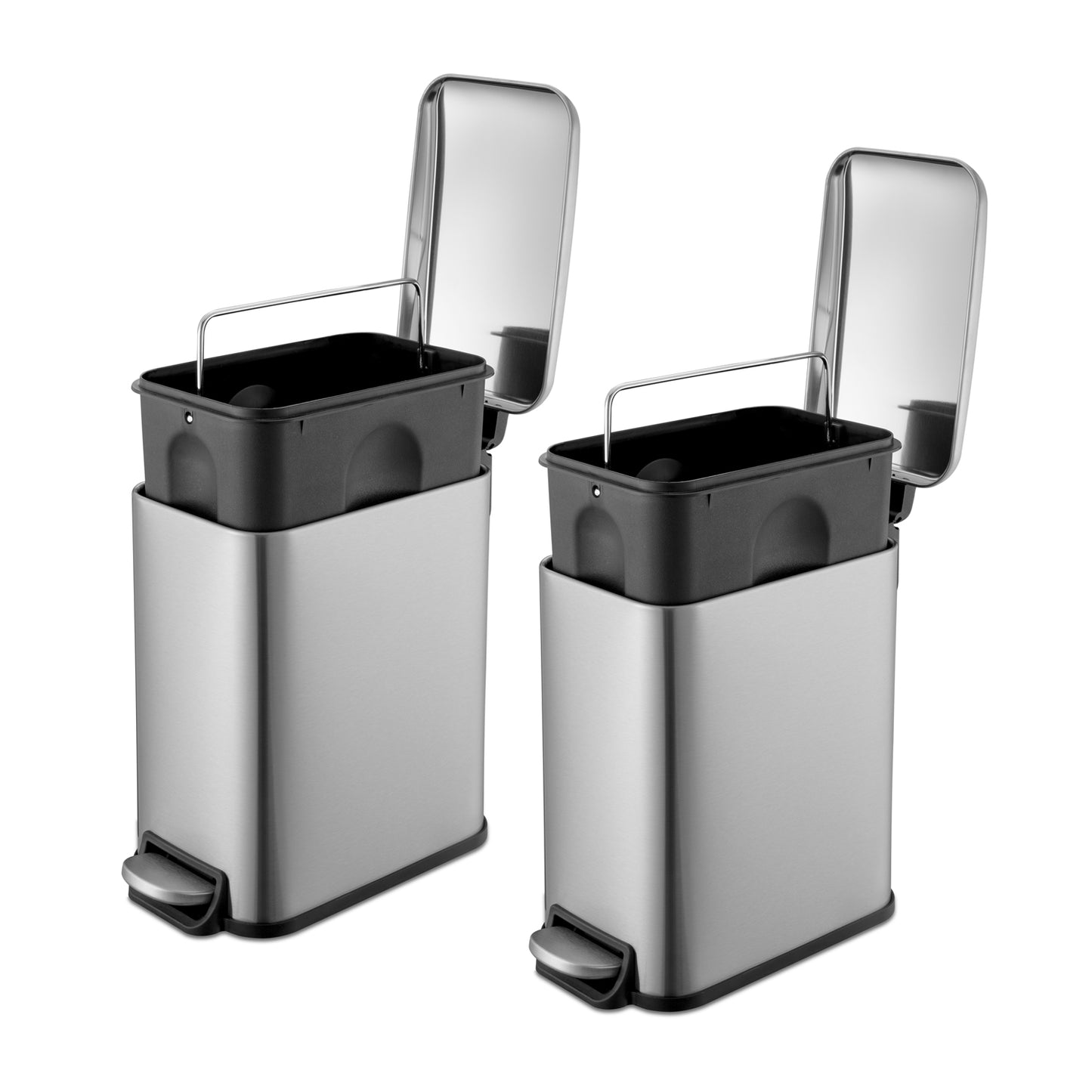 1.3 Gallon Stainless Steel Slim Step Can - Pack of 2