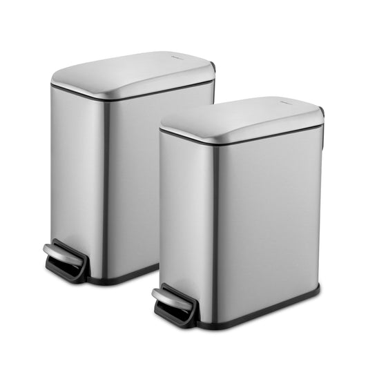 1.3 Gallon Stainless Steel Slim Step Can - Pack of 2
