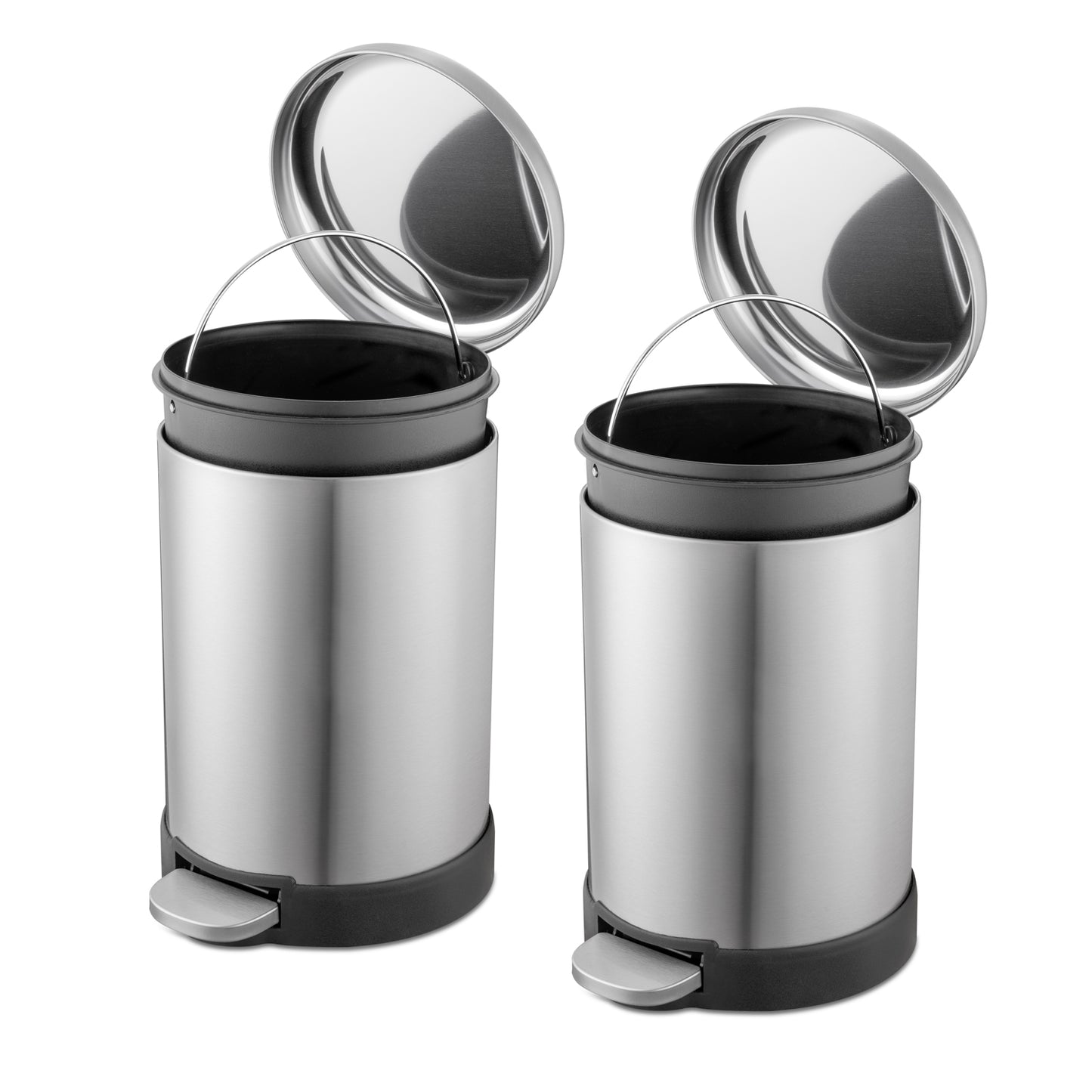 1.6 Gallon Stainless Steel Round Step Can - Pack of 2