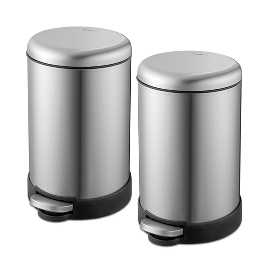 1.6 Gallon Stainless Steel Round Step Can - Pack of 2