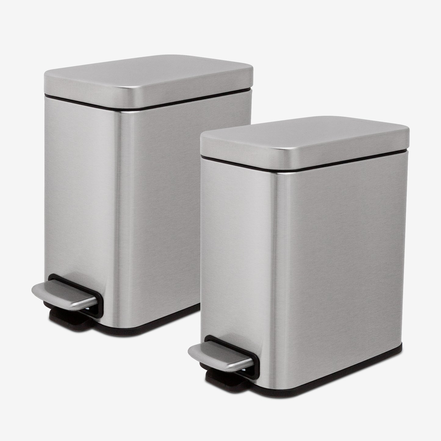 1.3 Gallon Stainless Steel Slim Step Can - Pack of 2