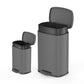 13.2 Gallon + 3.2 Gallon Rectangular Matte Gray Step Can Combo
