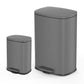 13.2 Gallon + 3.2 Gallon Rectangular Matte Gray Step Can Combo