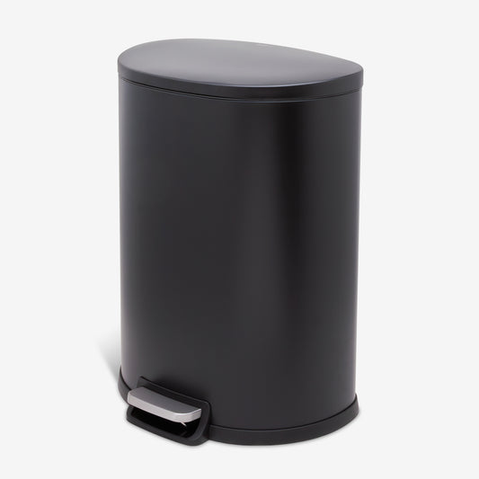 13.2 Gallon D-Shape Stainless Steel Step Can - Matte Black