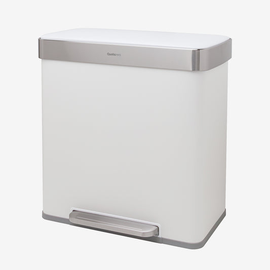 16 Gallon Dual Compartment Stainless Steel Step Can - Matte White