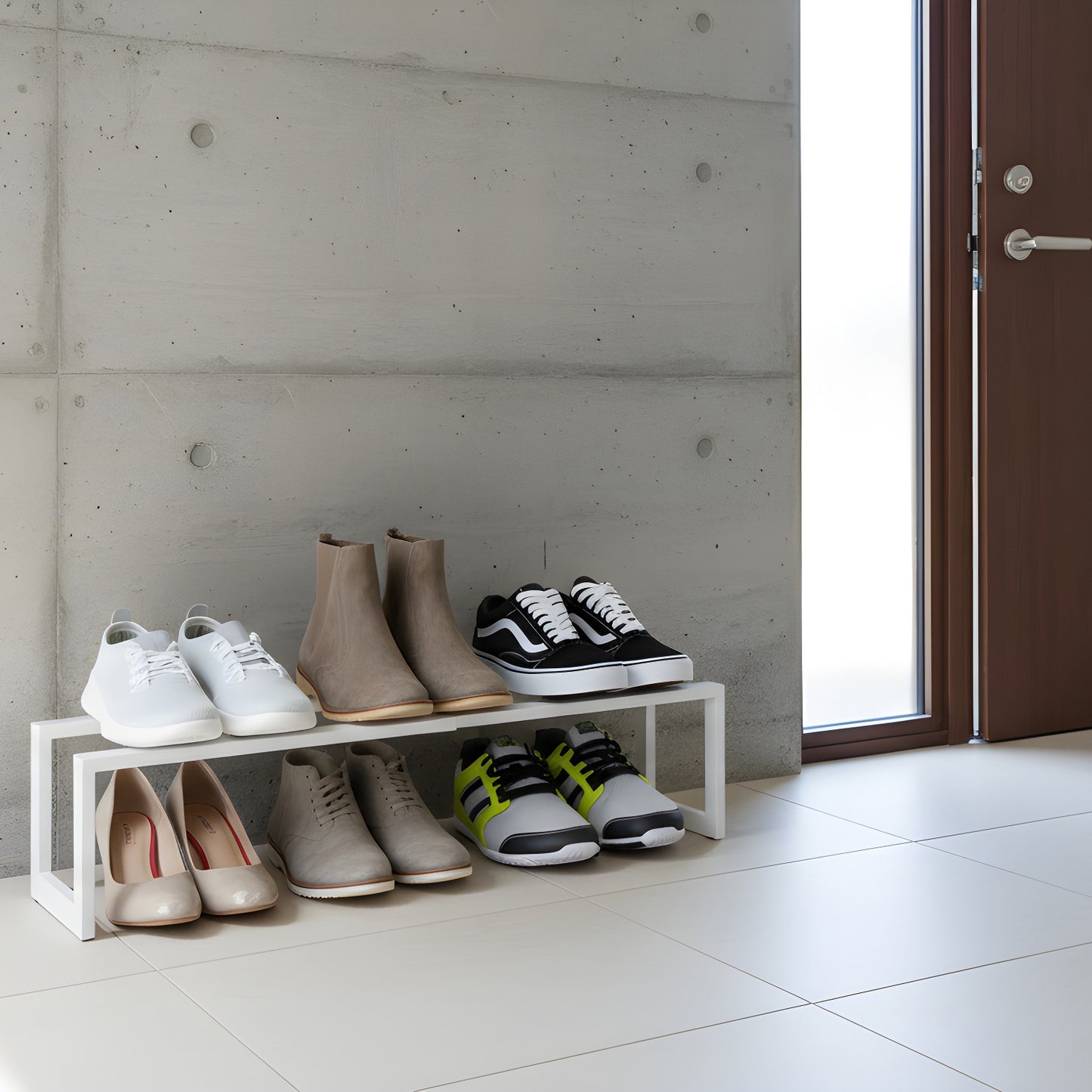 Heavy-Duty Steel Expandable Shoe Rack - Matte White