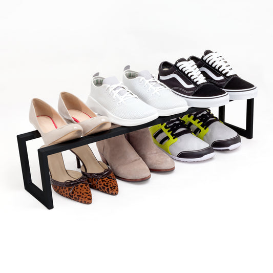 Heavy-Duty Steel Expandable Shoe Rack - Matte Black