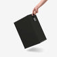 Built-in rear handle for moving slim black trash can