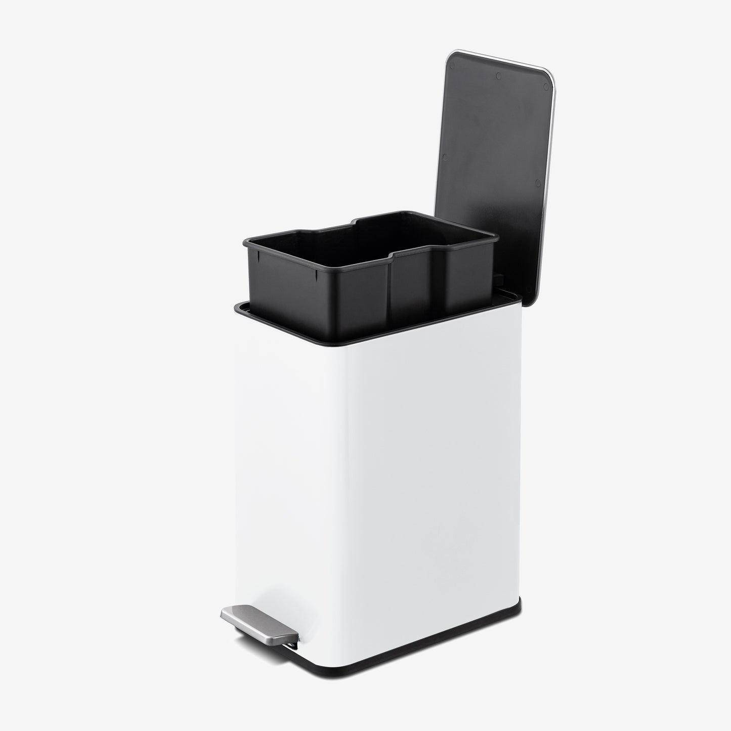 Removable leakproof inner bucket in white bathroom trash can