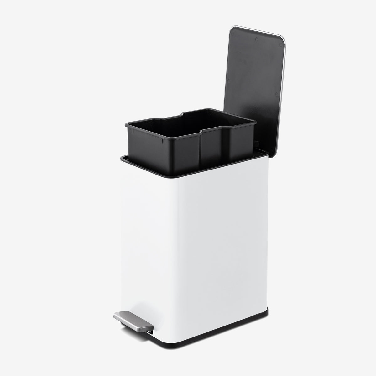 Removable leakproof inner bucket in white bathroom trash can