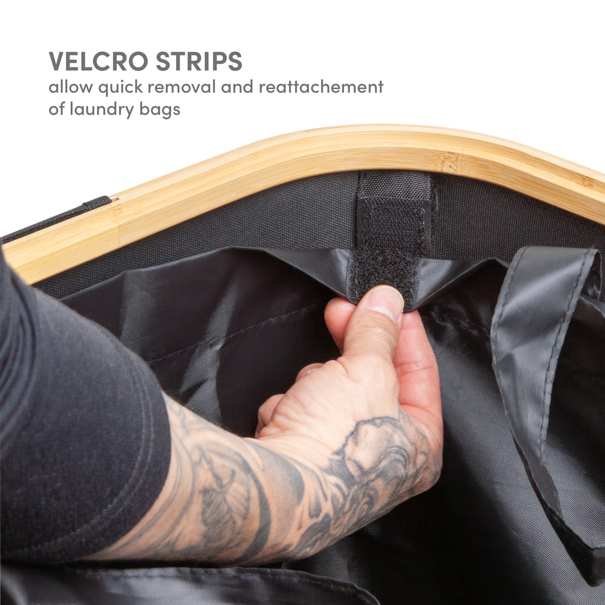 Quick-release attachment for removable laundry hamper bags