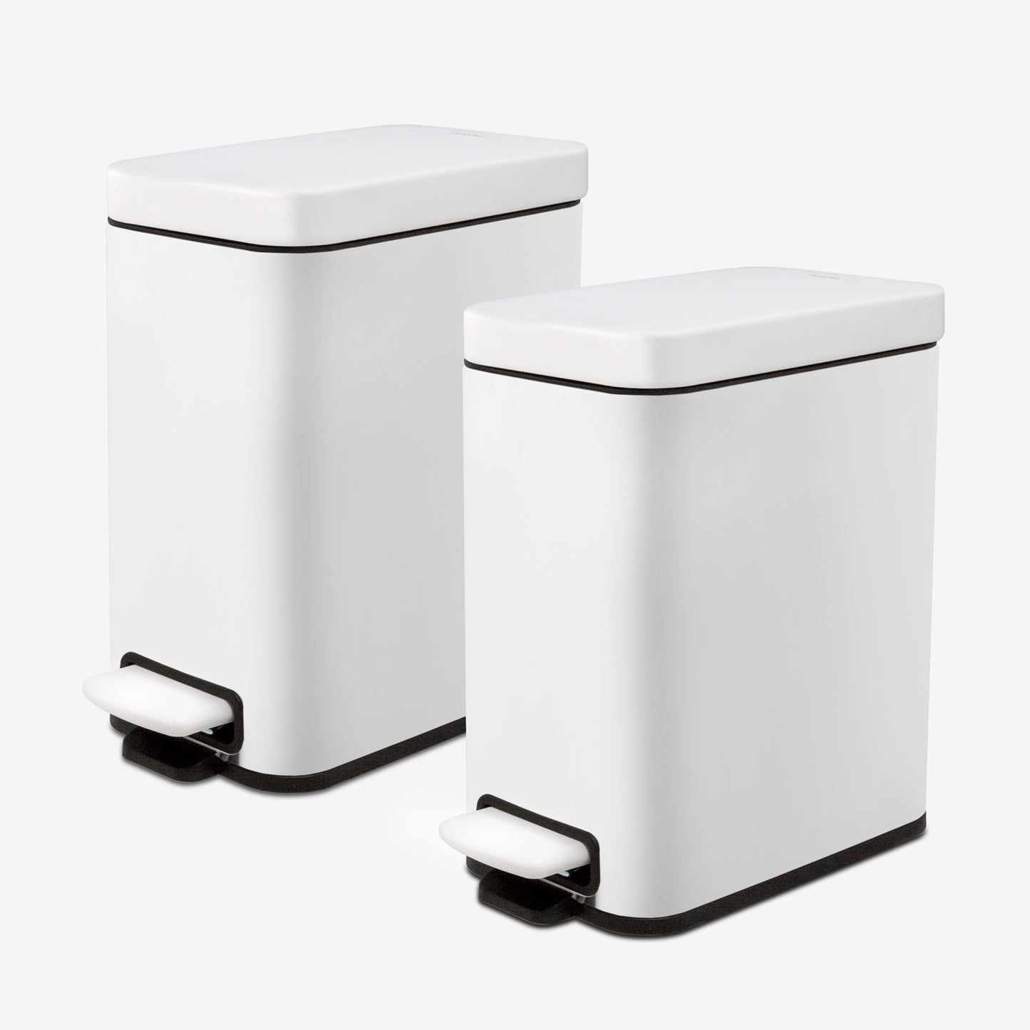Qualiazero small white bathroom trash cans with lids, pack of 2