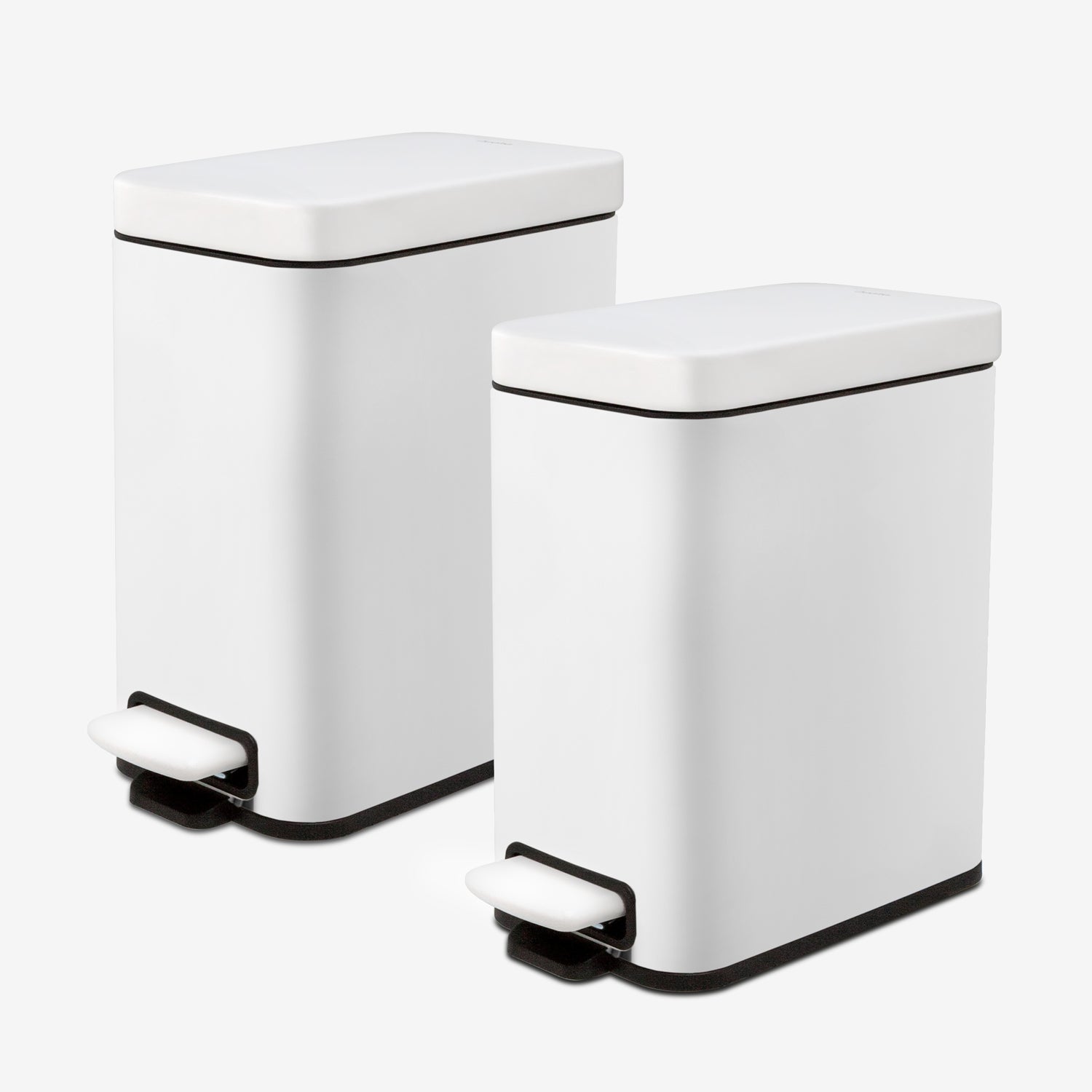 Qualiazero small white bathroom trash cans with lids, pack of 2