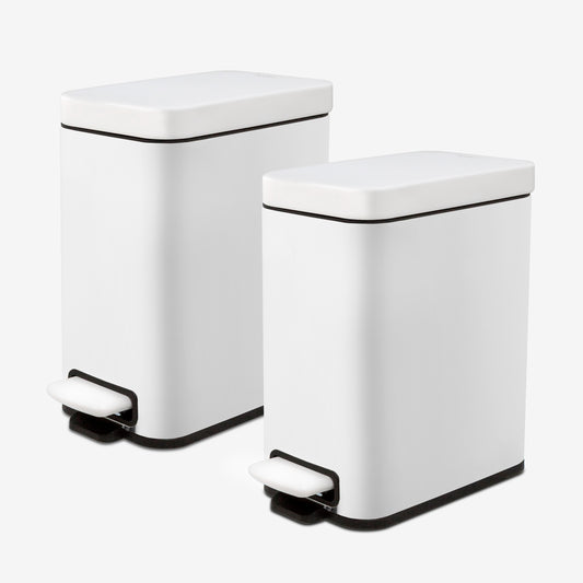 Qualiazero small white bathroom trash cans with lids, pack of 2