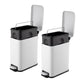 Two matching small white step trash cans for multiple rooms
