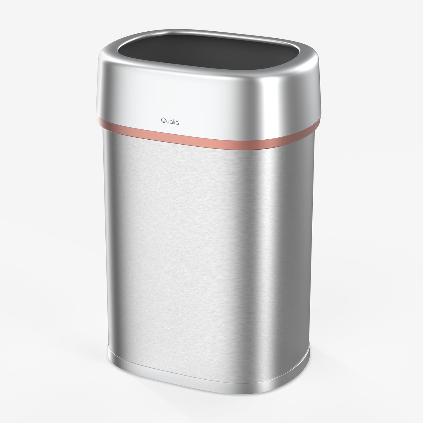 Qualiazero 21.1 gallon commercial open top stainless steel trash can with Egyptian gold trim