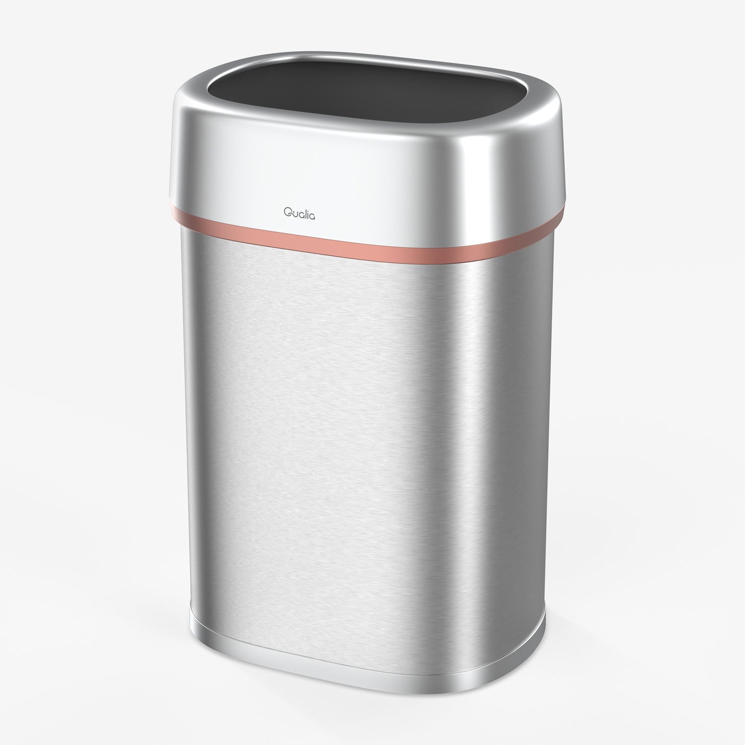 Qualiazero 21.1 gallon commercial open top stainless steel trash can with Egyptian gold trim