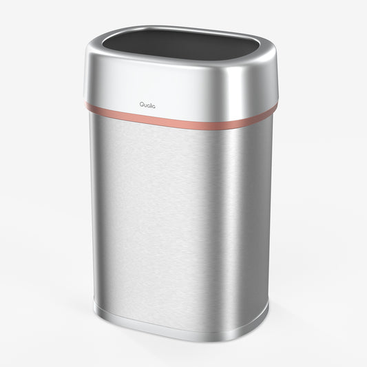 Qualiazero 21.1 gallon commercial open top stainless steel trash can with Egyptian gold trim