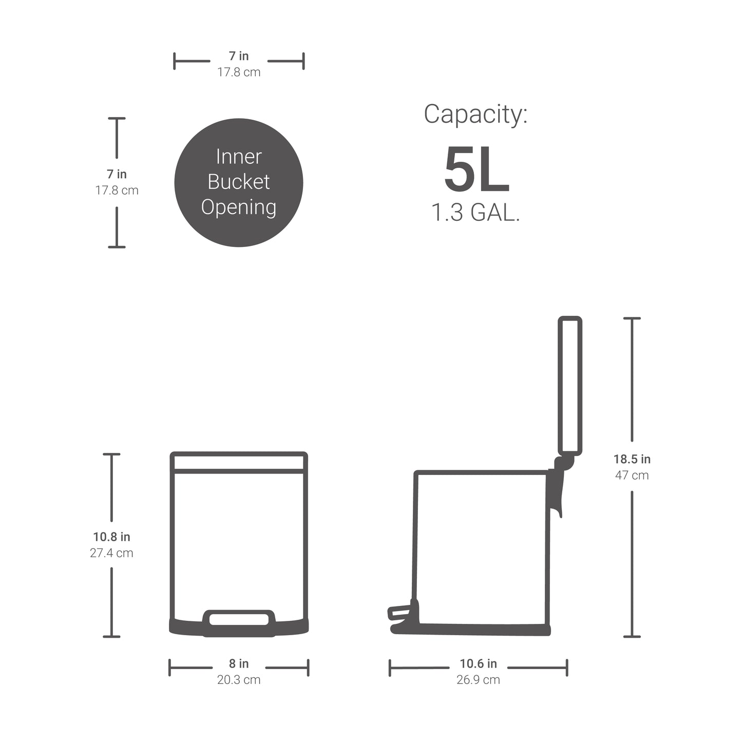 8 Gallon + 1.3 Gallon Round Stainless Steel Step Can Combo