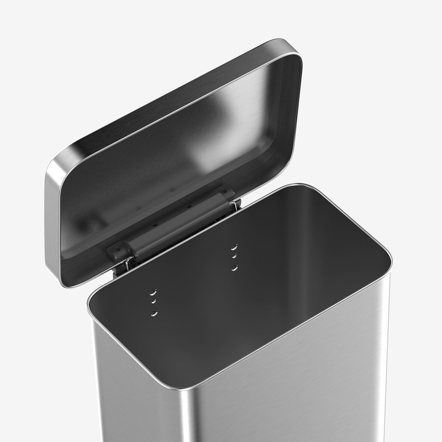Qualiazero 13.2 Gal Stainless Steel Step on Slim Kitchen Trash Can, Silver
