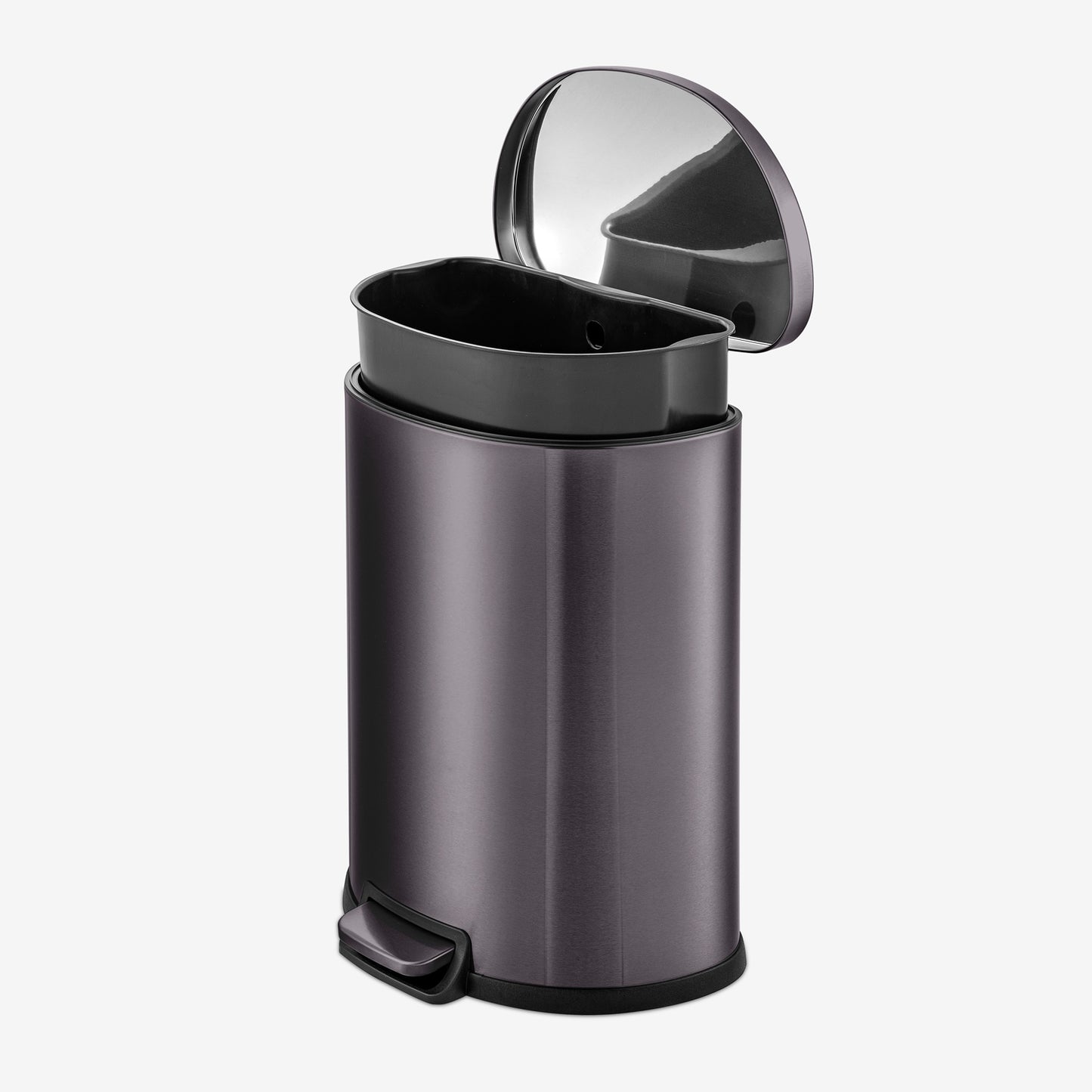 13.2 Gallon D-Shape Black Stainless Steel Step Can