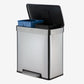 16 Gallon Dual-Compartment Stainless Steel Trash and Recycling Can – Whisper-Quiet Lid with 2-in-1 Sorting Solution | Qualiazero