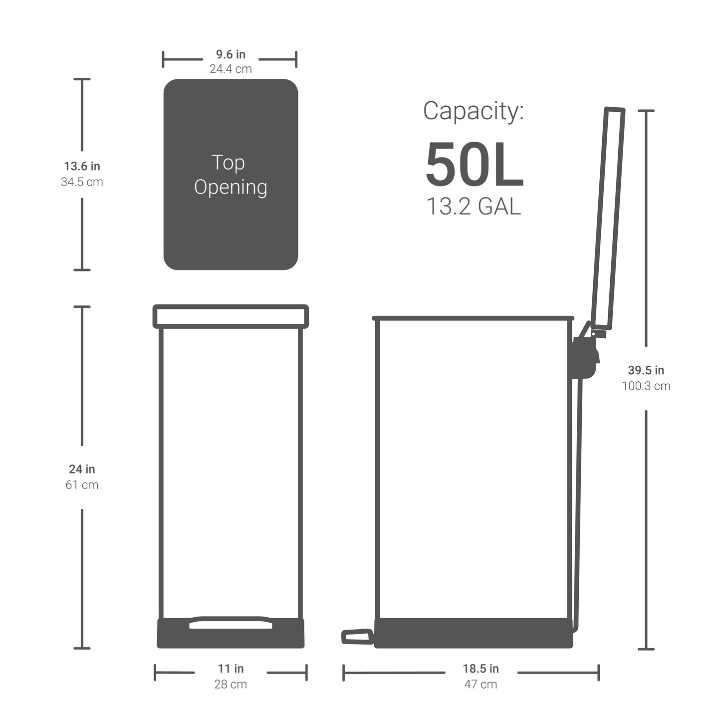 13.2 Gallon Slim Stainless Steel Step Can