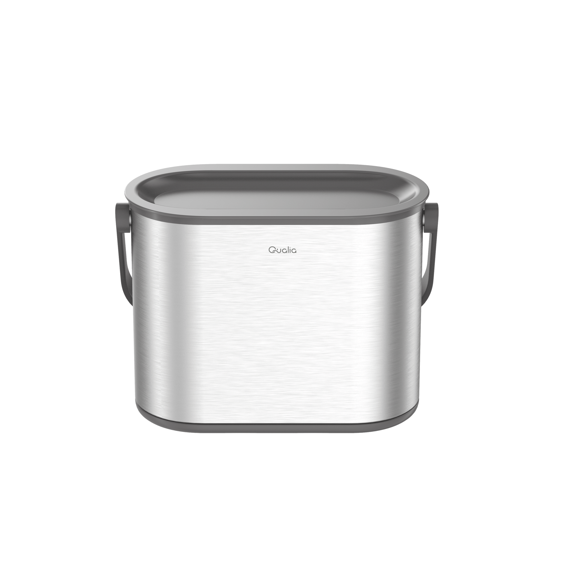 Compact stainless steel kitchen compost bin with slim countertop design