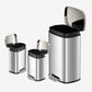 Matching stainless steel kitchen and bathroom trash can set with inner bucket