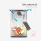 Odor-reducing compost bin lid designed to help manage food scrap moisture