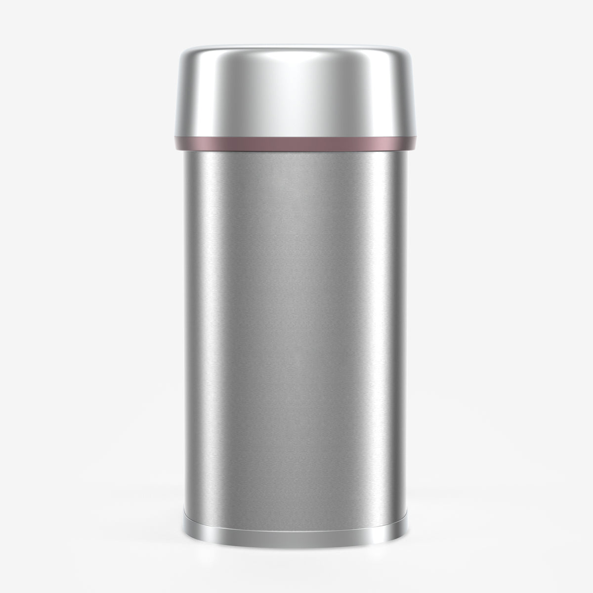 Oval stainless steel commercial trash can with Lavender Frost trim