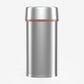 Oval stainless steel commercial trash can with gold accent trim
