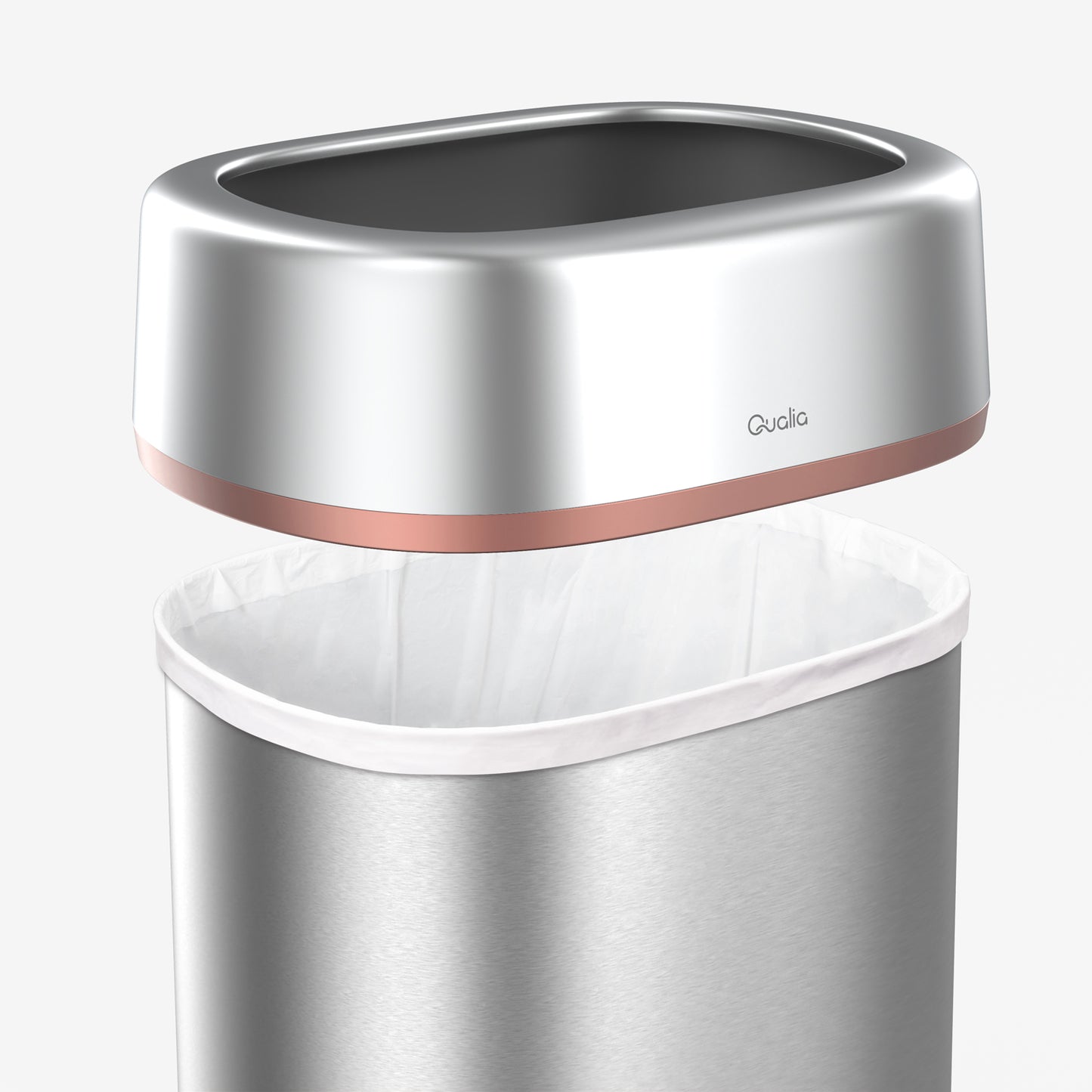 Removable top for easy liner changes on commercial open top trash can
