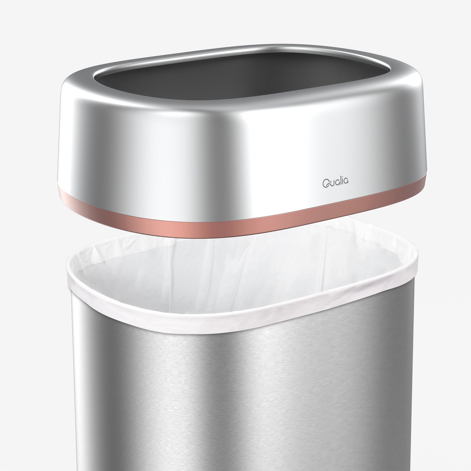 Removable top for easy liner changes on commercial open top trash can