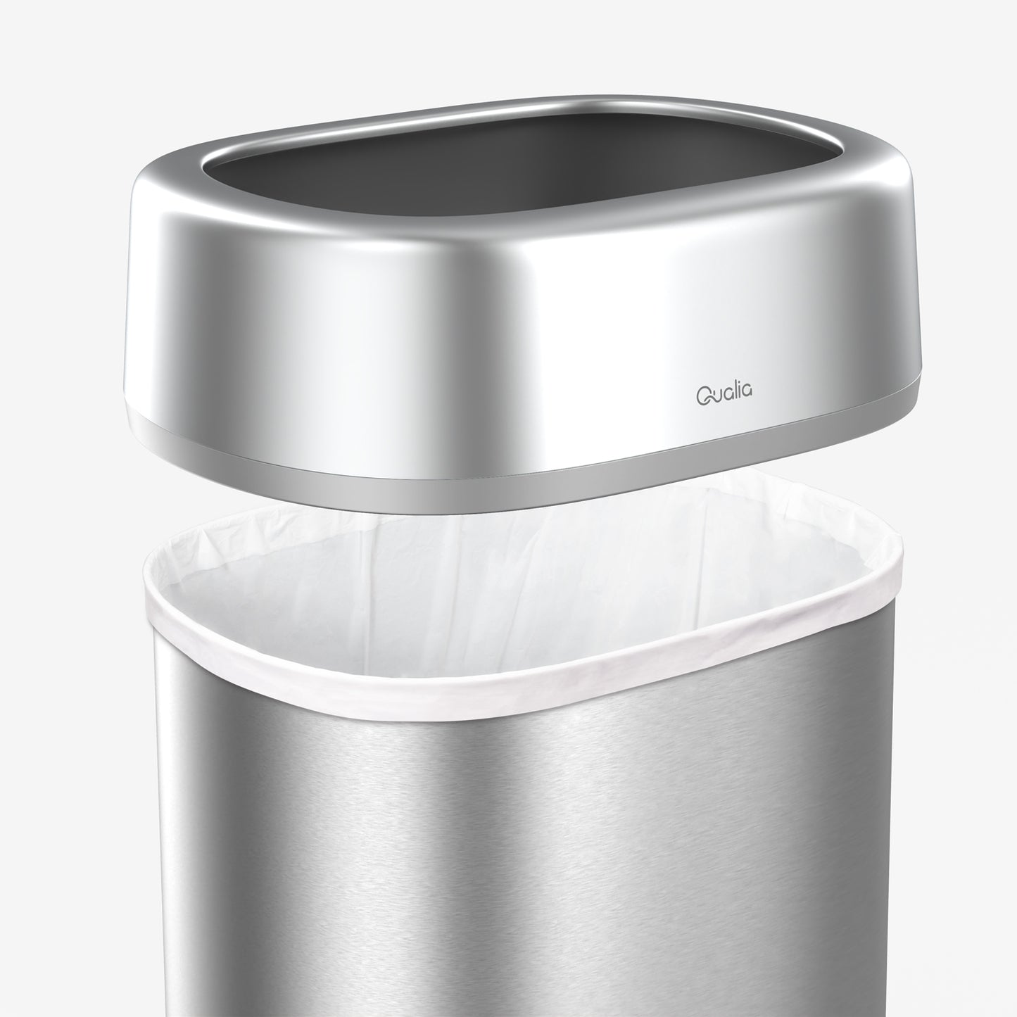 Removable top for easy liner changes on office lobby trash can
