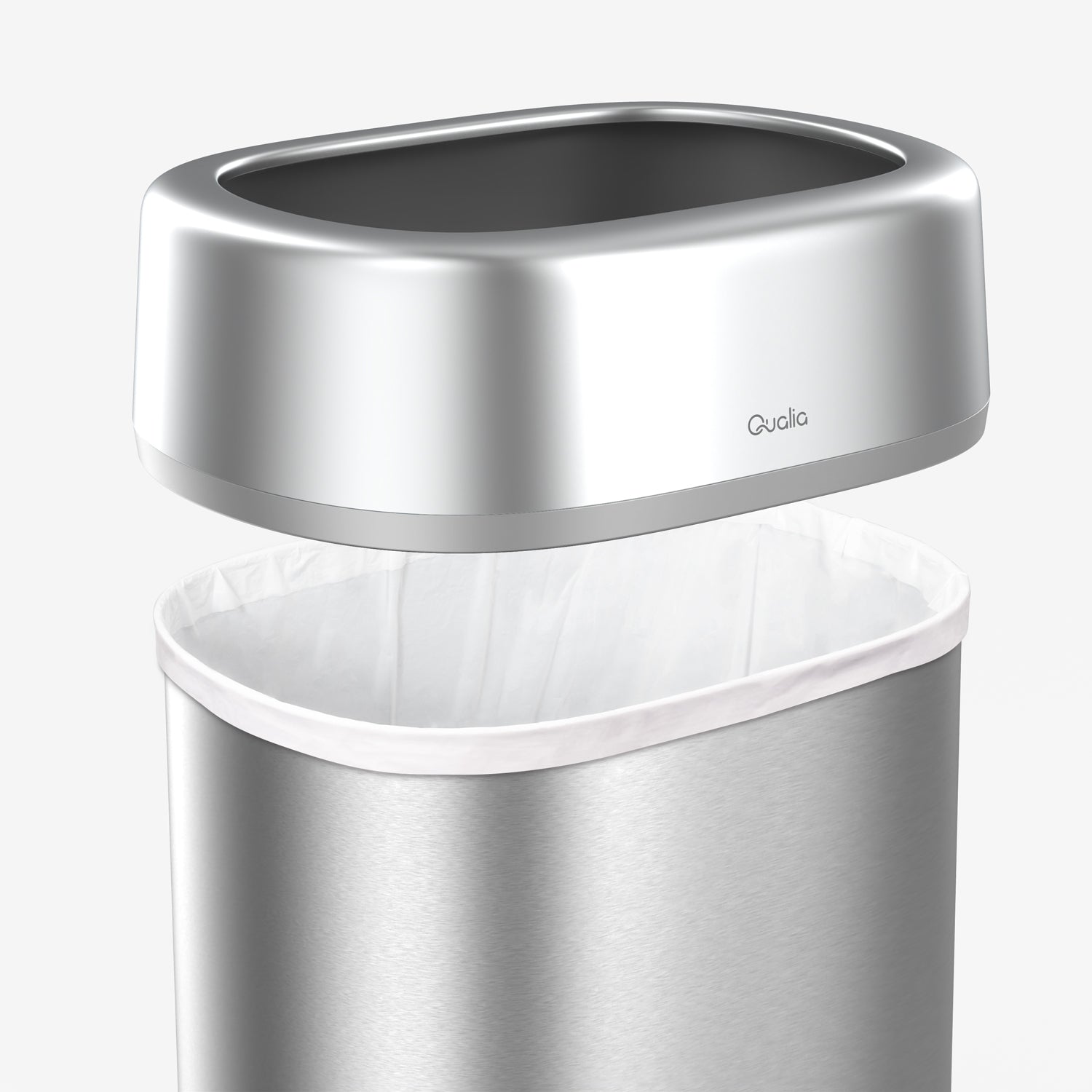 Removable top for easy liner changes on office lobby trash can