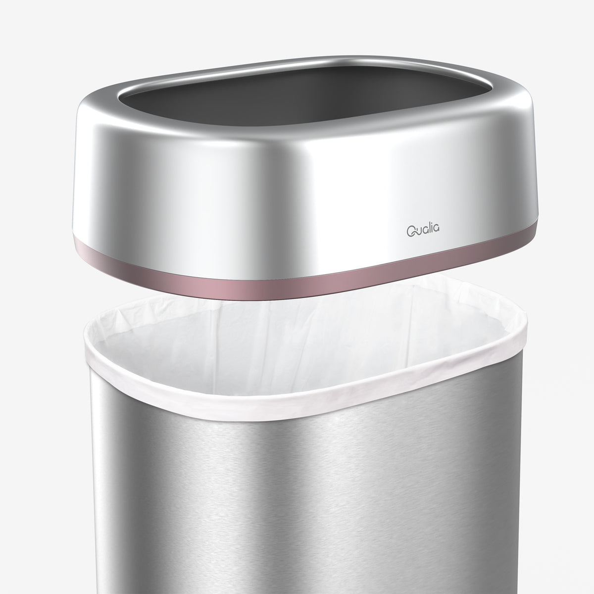 Removable top for easy liner changes on commercial open top trash can
