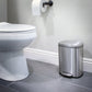 Compact stainless steel step trash can for bedroom or bathroom