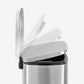 Soft-close lid on stainless steel step trash can